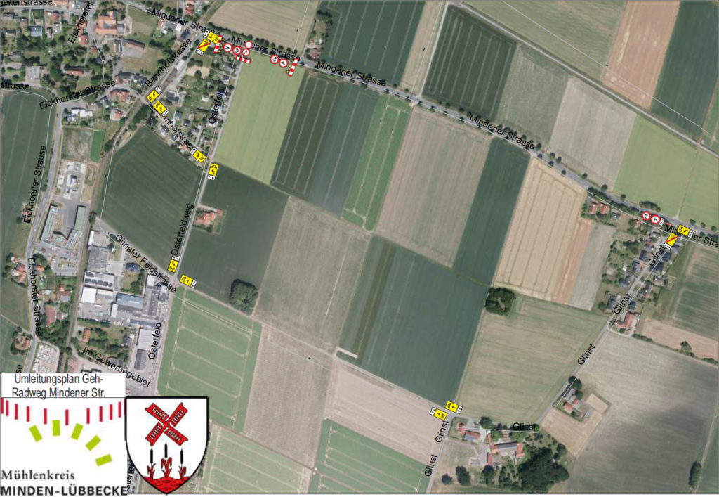 Umleitungsplan Geh-Radweg Mindener Str